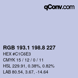 Color code: RGB 193.1 198.8 227 | qconv.com