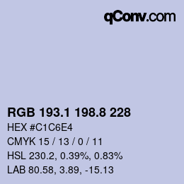 カラーコード: RGB 193.1 198.8 228 | qconv.com