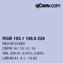 Farbcode: RGB 193.1 198.8 229 | qconv.com