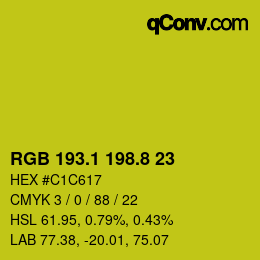 カラーコード: RGB 193.1 198.8 23 | qconv.com