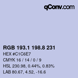 Color code: RGB 193.1 198.8 231 | qconv.com