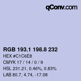 Farbcode: RGB 193.1 198.8 232 | qconv.com