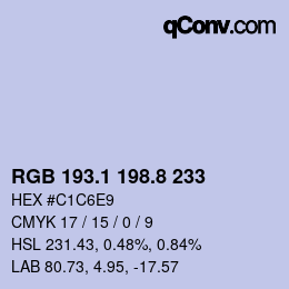 カラーコード: RGB 193.1 198.8 233 | qconv.com