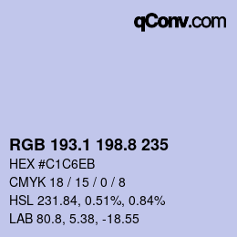 カラーコード: RGB 193.1 198.8 235 | qconv.com