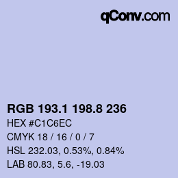 Color code: RGB 193.1 198.8 236 | qconv.com