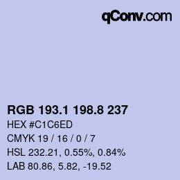 カラーコード: RGB 193.1 198.8 237 | qconv.com