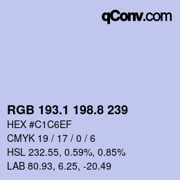 Color code: RGB 193.1 198.8 239 | qconv.com