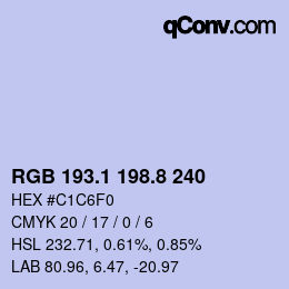 Color code: RGB 193.1 198.8 240 | qconv.com