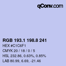 Color code: RGB 193.1 198.8 241 | qconv.com