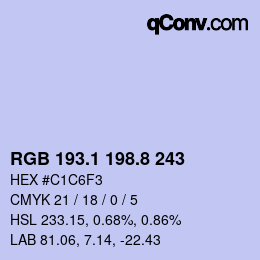 Color code: RGB 193.1 198.8 243 | qconv.com