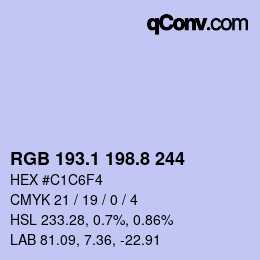 Color code: RGB 193.1 198.8 244 | qconv.com