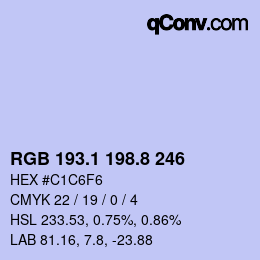 カラーコード: RGB 193.1 198.8 246 | qconv.com