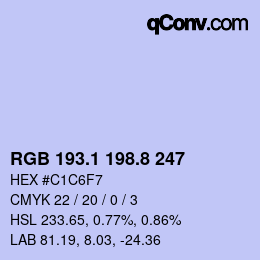 カラーコード: RGB 193.1 198.8 247 | qconv.com