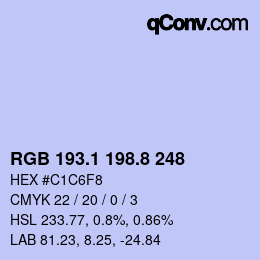Color code: RGB 193.1 198.8 248 | qconv.com