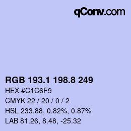 Color code: RGB 193.1 198.8 249 | qconv.com