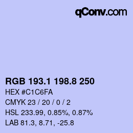 Color code: RGB 193.1 198.8 250 | qconv.com