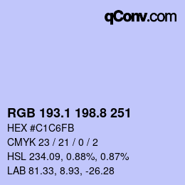 カラーコード: RGB 193.1 198.8 251 | qconv.com