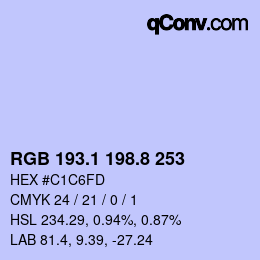 Color code: RGB 193.1 198.8 253 | qconv.com