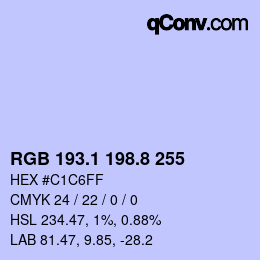Farbcode: RGB 193.1 198.8 255 | qconv.com