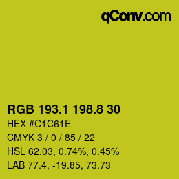 カラーコード: RGB 193.1 198.8 30 | qconv.com