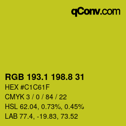 カラーコード: RGB 193.1 198.8 31 | qconv.com