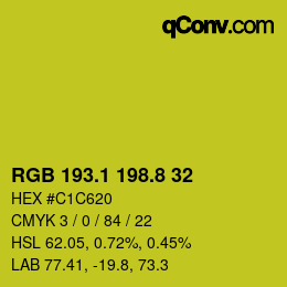 カラーコード: RGB 193.1 198.8 32 | qconv.com