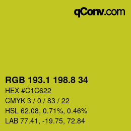 カラーコード: RGB 193.1 198.8 34 | qconv.com