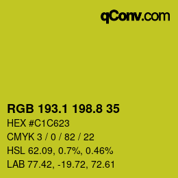 カラーコード: RGB 193.1 198.8 35 | qconv.com