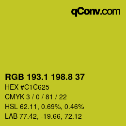 カラーコード: RGB 193.1 198.8 37 | qconv.com