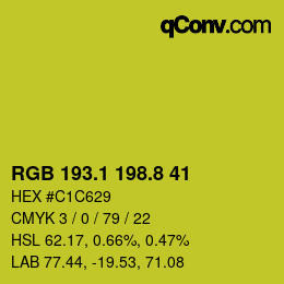 カラーコード: RGB 193.1 198.8 41 | qconv.com