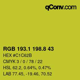 カラーコード: RGB 193.1 198.8 43 | qconv.com