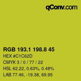 カラーコード: RGB 193.1 198.8 45 | qconv.com