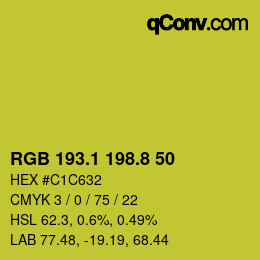 カラーコード: RGB 193.1 198.8 50 | qconv.com