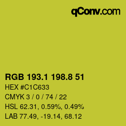 カラーコード: RGB 193.1 198.8 51 | qconv.com