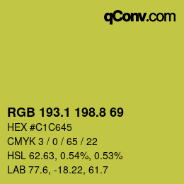 カラーコード: RGB 193.1 198.8 69 | qconv.com