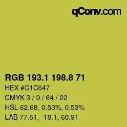 カラーコード: RGB 193.1 198.8 71 | qconv.com
