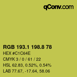 カラーコード: RGB 193.1 198.8 78 | qconv.com