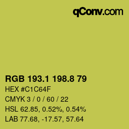カラーコード: RGB 193.1 198.8 79 | qconv.com