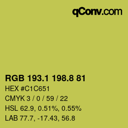 カラーコード: RGB 193.1 198.8 81 | qconv.com