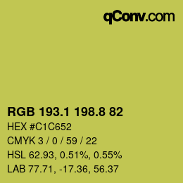 カラーコード: RGB 193.1 198.8 82 | qconv.com