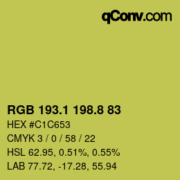カラーコード: RGB 193.1 198.8 83 | qconv.com