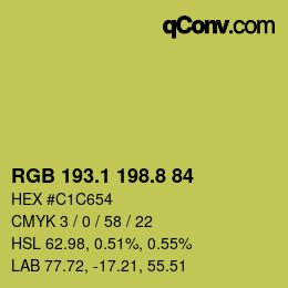 カラーコード: RGB 193.1 198.8 84 | qconv.com