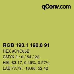 カラーコード: RGB 193.1 198.8 91 | qconv.com