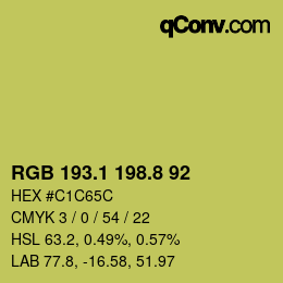 カラーコード: RGB 193.1 198.8 92 | qconv.com