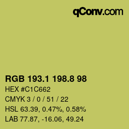 カラーコード: RGB 193.1 198.8 98 | qconv.com