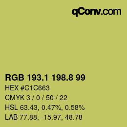 カラーコード: RGB 193.1 198.8 99 | qconv.com