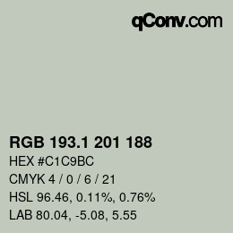 カラーコード: RGB 193.1 201 188 | qconv.com