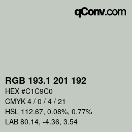 Color code: RGB 193.1 201 192 | qconv.com