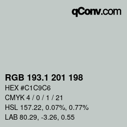 Color code: RGB 193.1 201 198 | qconv.com