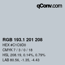 Color code: RGB 193.1 201 208 | qconv.com